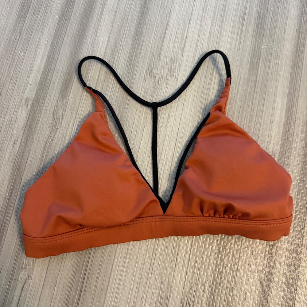 Victoria Sport Sports Bra Womens Small Orange Strappy T-Back V-Neck Activewear